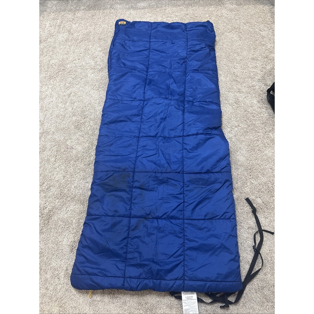 Kelty Ridgeway Adult 35" x 90" Blue & Gold Quallofil Sleeping Bag NICE Used